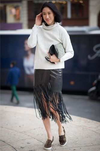 <p>Simple and chic. Take one statement fringed leather skirt, tone down with a neutral roll neck sweat and funk up with leopard print skjater sneaks. HELLZ YEAH!</p>
<p><a href="http://www.cosmopolitan.co.uk/fashion/news/celebs-new-york-fashion-week-aw14" target="_blank">NOW SEE WHAT THE CELEBS ARE WEARING ON THE FROW</a></p>
<p><a href="http://www.cosmopolitan.co.uk/fashion/news/new-york-fashion-week-street-style-aw14" target="_blank">STREET STYLE FROM NEW YORK FASHION WEEK</a></p>
<p><a href="http://www.cosmopolitan.co.uk/fashion/news/london-fashion-week-street-style-aw14" target="_blank">LONDON FASHION WEEK STREET STYLE</a></p>
<div style="overflow: hidden; color: #000000; background-color: #ffffff; text-align: left; text-decoration: none;"> </div>