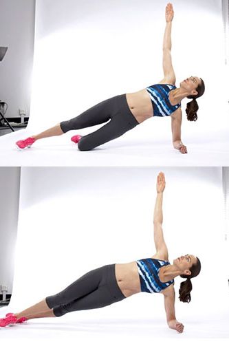 <p>This is the best exercise for working on your waist muscles (obliques). You should feel this most underneath your lower ribs.</p>
<p><strong>The move</strong> From your release position (the last move you completed in exercise 2), turn onto your left side, resting on your elbow, knees and hips. Keep your bottom leg bent and extend your top leg. Make sure your hips are in line and your elbow is beneath your shoulder.</p>
<p>Breathe out, connect to your inner core and lift your hips off the floor. Raise your top arm. Hold and take 3 to 6 breaths.</p>
<p>Once this becomes easy, extend your bottom leg.</p>
<p><a href="http://www.cosmopolitan.co.uk/diet-fitness/fitness/the-benefits-of-pilates" target="_blank">WHY WE LOVE PILATES</a></p>
<p><a href="http://www.cosmopolitan.co.uk/diet-fitness/fitness/how-to-improve-your-pilates-workouts" target="_blank">TIPS TO IMPROVE YOUR PILATES</a></p>
<p><a href="http://www.cosmopolitan.co.uk/diet-fitness/fitness/high-intensity-workout-with-Jessie-J" target="_blank">WORK OUT WITH JESSIE J </a></p>
<p> </p>