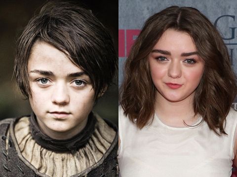 <p><strong>Plays:</strong> Arya Stark </p>
<p><strong>Beauty style:</strong> Tomboy Ayra looks… well, a bit like a boy. But then wouldn't we all with a severe crop, muddy face and the tendency to start fights with swords? In real life (not that we're suggesting <em>GOT</em> isn't real, because it is), young Maisie is a little stunner. We're loving the Cara-esque brows and subtle makeup look she's rocking here. Basically, she's a real cutie when she's not being all angry and stabby.</p>