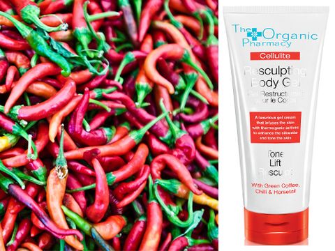 <p><strong>Spotted in: </strong>The Organic Pharmacy Resculpting Body Gel, £89.95 <a href="http://www.theorganicpharmacy.com" target="_blank">theorganicpharmacy.com</a></p>
<p><strong>Why? </strong>Chillis are famously high in vitamin C, but that's not why they're in here. Turns out they're also packed with something called capsaicin, which speeds up fat metabolism. Teamed with pomegranate, flax seed, green coffee and fig, they make for a superfood cocktail that promises to drain, firm, lift and protect.</p>
<p><strong>What's it like? </strong>I half expected this to turn my thighs red hot, but it, slightly disappointingly, didn't. It's a very light, non-sticky lotion that should help drain stagnant fluids from puffy legs overtime. Unlike many other cellulite creams, it's not full of alcohol to make your legs feel ice cold, which is a neat a trick (but no more than a trick) to make users feel their potion's working.</p>