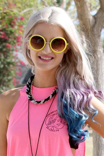 <p>Pretty meets tough with these streaks of blue and purple through blonde locks, and you can fake it with colour chalks  if you have light, longer hair. The curls give it a glossy effect that looks perfectly groomed, and even when they start to drop, they'll twist into beachy waves. </p>
<p><a href="http://cosmopolitan.co.uk/beauty-hair/news/styles/festival-hair-ideas-topknot-pin-jewellery?click=main_sr" target="_blank">THE MUST-HAVE FESTIVAL HAIR ACCESSORY</a></p>
<p><a href="http://cosmopolitan.co.uk/beauty-hair/news/beauty-news/how-to-do-festival-plait-hairstyle?click=main_sr" target="_blank">HAIR HOW-TO: FESTIVAL PLAITS</a></p>
<p><a href="http://cosmopolitan.co.uk/beauty-hair/news/styles/the-best-festival-hairstyles?click=main_sr" target="_blank">THE BEST FESTIVAL HAIRSTYLES</a></p>