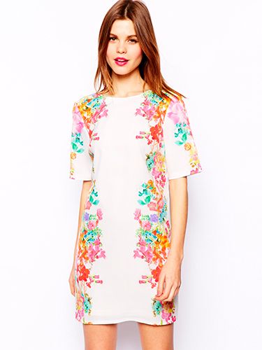 <p>Obviously wearing white to a wedding is a massive faux pas, but this dress is busily embellished with beautiful watercolour floral prints that you hardly realise it's white in the first place. The best part is that you can accessorise with so many different colours thanks to the varied floral hues. Delicious!</p>
<p>Mirror floral v back dress, £55, <a href="http://www.asos.com/ASOS/ASOS-Mirror-Floral-V-Back/Prod/pgeproduct.aspx?iid=3886135&cid=8799&sh=0&pge=3&pgesize=204&sort=-1&clr=Cream" target="_blank">ASOS</a></p>
<p><a href="http://www.cosmopolitan.co.uk/fashion/shopping/12-incredible-high-street-wedding-dresses-budget" target="_blank">12 INCREDIBLE WEDDING DRESSES FROM THE HIGH STREET</a></p>
<p><a href="http://www.cosmopolitan.co.uk/fashion/shopping/10-spring-dresses-under-30-pounds-ss14" target="_blank">10 SPRING DRESSES ON A BUDGET</a></p>
<p><a href="http://www.cosmopolitan.co.uk/fashion/shopping/Coachella-festival-street-style-2014-pictures" target="_blank">COACHELLA STREET STYLE EDIT</a></p>