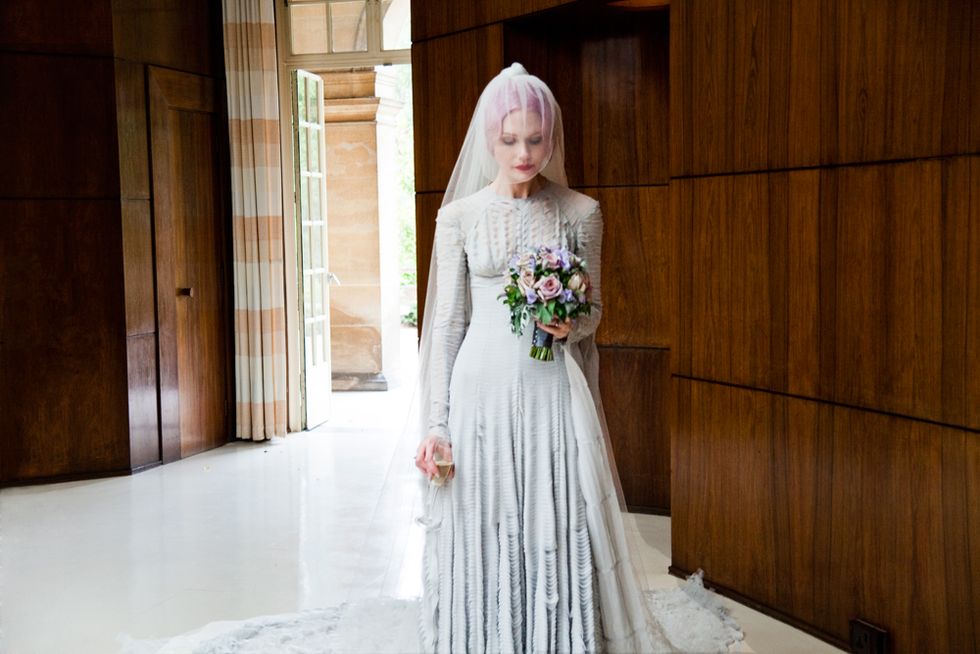 <p>A stunning pale grey slashed chiffon wedding-dress, designed by Gareth Pugh is worn with a striking veil by milliner, Stephen Jones, 2011.</p>
<p><a href="http://www.cosmopolitan.co.uk/fashion/shopping/12-incredible-high-street-wedding-dresses-budget" target="_self">12 INCREDIBLE HIGH STREET WEDDING DRESSES </a></p>
<p><a href="http://www.cosmopolitan.co.uk/fashion/shopping/short-bridesmaids-dresses-wear-again-uk" target="_blank">SHORT BRIDESMAID DRESSES YOU CAN WEAR AGAIN </a></p>
<p><a href="http://www.cosmopolitan.co.uk/fashion/shopping/10-wedding-guest-outfits-from-the-high-street" target="_blank">10 HIGH STREET WEDDING GUEST DRESSES</a></p>