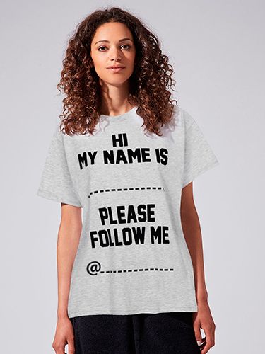 <p>Proving that social media can be chic. It even comes with a marker pen so you can lay your claim to your tee. V cool.</p>
<p><em>Please Follow Me tee by Ashish x Topshop, £40, <a href="http://www.topshop.com/en/tsuk/product/clothing-427/ashish-x-topshop-3008716/please-follow-me-tee-by-ashish-x-topshop-3011168?bi=1&ps=200" target="_blank">Topshop</a></em></p>
<p><a href="http://www.cosmopolitan.co.uk/fashion/shopping/top-ten-summer-midi-maxi-skirts" target="_blank">TOP TEN SUMMER SKIRTS</a></p>
<p><a href="http://www.cosmopolitan.co.uk/fashion/shopping/10-wedding-guest-outfits-from-the-high-street" target="_blank">10 WEDDING GUEST OUTFITS</a></p>
<p><a href="http://www.cosmopolitan.co.uk/fashion/shopping/celebs-looking-amazing-in-leather-trousers" target="_blank">HOW TO WEAR LEATHER TROUSERS</a></p>