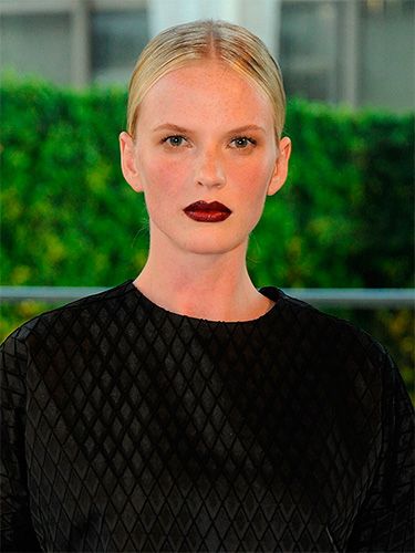 <p>Who says summer is hot pink mouths and sprightly neon tones? Anne V went all deep and dark with a glossy blood rep lip. Lighter in the centre and bold at the edges gives this look a plumping fix, and paired up against a minimal eye, it really packs a punch.</p>
<p><a href="http://www.cosmopolitan.co.uk/fashion/news/rihanna-see-through-dress-CFDAS" target="_blank">YOU HAVE TO SEE RIHANNA'S CFDA OUTFIT</a></p>
<p><a href="http://www.cosmopolitan.co.uk/beauty-hair/news/styles/hair-trends-spring-summer-2014?click=main_sr" target="_blank">THE HUGE HAIR TRENDS FOR 2014</a></p>
<p><a href="http://www.cosmopolitan.co.uk/beauty-hair/news/trends/spring-summer-2014-beauty-trends?click=main_sr" target="_blank">SPRING/SUMMER 2014 BEAUTY TRENDS REPORT</a></p>