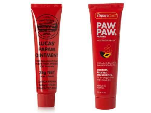 <p><strong>The original: Lucas PawPaw Ointment, £4 <a href="http://www.pawpawshop.co.uk" target="_blank">pawpawshop.co.uk</a> (plus p&p)</strong><br />Originating in Austrralia, Lucas PawPaw is one of those handbag staples that you can use for just about anything. Makeup artists love it and the main active ingredient is papaya and its most common use is probably as a lip balm. One tube will last for AGES and it's super hydrating. It can also be used to soften hard skin, to 'set' eyebrows and to soothe baby skin, along with loads of other stuff. A must-have.</p>
<p><strong>The dupe: Papaya Gold PawPaw, £5.99 <a href="http://www.boots.com" target="_blank">boots.com</a></strong><br />This is apparently the second-best selling Paw Paw treatment in Australia and it has just made its way over to us. This too is a topical treatment that soothes skin as well as lips. It's essentially the same as Lucas PawPaw but is more readily available and doesn't have to be shipped over from Oz – it's slightly more expensive but easier to get hold of.</p>