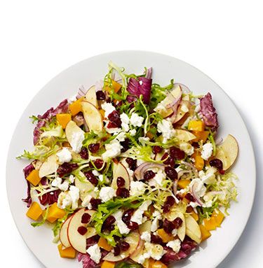 <p><strong>BASE</strong>: Frisée and radicchio<br /><br /><strong>CARB</strong>: Granary bread<br /><br /><strong>VEG/FRUIT:</strong> Apple, red onion, butternut squash<br /><br /><strong>PROTEIN</strong>: Goat's cheese<br /><br /><strong>DRESSING:</strong> Vinaigrette<br /><br /><strong>EXTRAS:</strong> Cranberries</p>
<p><a href="http://www.cosmopolitan.co.uk/diet-fitness/diets/stop-unhealthy-office-snacking" target="_blank">STOP UNHEALTHY OFFICE SNACKING</a></p>
<p><a href="http://www.cosmopolitan.co.uk/diet-fitness/diets/how-to-eat-healthy" target="_blank">7 STEPS TO A HEALTHIER DIET</a></p>
<p><a href="http://www.cosmopolitan.co.uk/diet-fitness/diets/eat-healthy-on-a-budget-recipes" target="_blank">EAT HEALTHY ALL WEEK FOR £15</a></p>