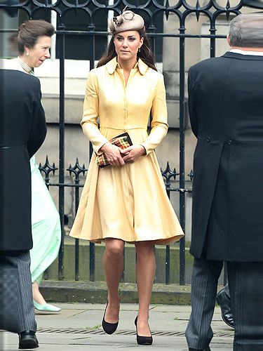 <p>Kate Middleton pulled out all the stops for hubby Prince Will's Order Of The Thistle ceremony - this bespoke primrose coat dress by Emilia Wickstead was perfect for the royal occasion. The pale yellow hue showed off her golden tan to perfection and we adore how it nipped-in around her enviable waist. </p>