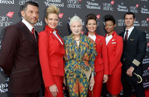 <p>Dame Vivienne Westwood is on a mission to bring glamour back to the skies with a brand new uniform design for Virgin Atlantic flight attendants.</p>
<p>The likes of Debbie Harry, Daisy Lowe and Naomie Harris joined Westwood and Sir Richard Branson to celebrate the new collection on Tuesday night. Get the low-down on the brand new, totally fash-mazing uniforms and who wore what to the party by clicking through the gallery...</p>