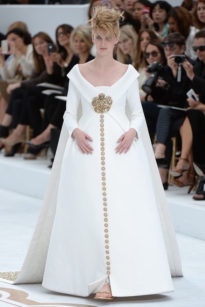 <p>Pregancy bridal couture as imagined by Karl Largerfeld turns out to be a pretty special thing indeed. *Runs out, gets pregnant, buys Chanel, gets married*.</p>
<p><a href="http://www.cosmopolitan.co.uk/fashion/news/vogue-gala-paris-fashion-week" target="_blank">KIM AND KENDALL'S BALMAIN ARMY</a></p>
<p><a href="http://www.cosmopolitan.co.uk/fashion/news/paris-fashion-week-celebrities" target="_blank">WHAT THE STARS ARE WEARING ON THE FRONT ROW</a></p>
<p><a href="http://www.cosmopolitan.co.uk/fashion/news/paris-fashion-week-street-style-2014" target="_blank">AMAZING STYLE FROM THE STREETS OF PARIS </a></p>