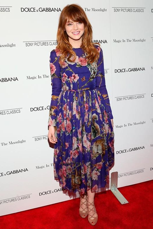 <p>How cute does Emma Stone look in this blue, floral Dolce & Gabbana dress? The Spiderman actress opted for the Boho look for the premiere of <span>Magic In The Moonlight with boyfriend Andrew Garfield.</span></p>
<p><a href="http://www.cosmopolitan.co.uk/fashion/news/rihanna-long-sleeved-bikini-trend" target="_blank">RIHANNA'S LONG-SLEEVED BIKINI: HOT OR NOT?</a></p>
<p><a href="http://www.cosmopolitan.co.uk/fashion/news/outfits-paris-haute-couture-fashion-week" target="_blank">10 OUTRAGEOUS HAUTE COUTURE GOWNS WE WANT</a></p>
<p><a href="http://www.cosmopolitan.co.uk/fashion/news/harper-beckham-clothes" target="_blank">HARPER BECKHAM'S DESIGNER STYLE CV</a></p>