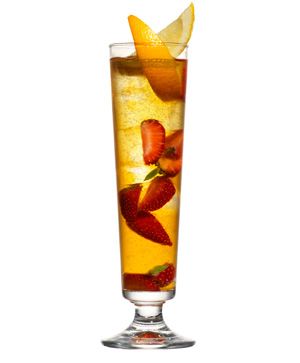 Yellow, Glass, Liquid, Amber, Fluid, Orange, Cocktail, Produce, Cocktail garnish, Alcoholic beverage, 