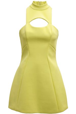 Yellow, Sleeve, Dress, Textile, Pattern, One-piece garment, Fashion, Day dress, Ivory, Mannequin, 