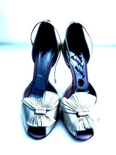 Dancing shoe, Basic pump, Bridal shoe, Dress shoe, Silver, Fashion design, Still life photography, Synthetic rubber, Leather, 