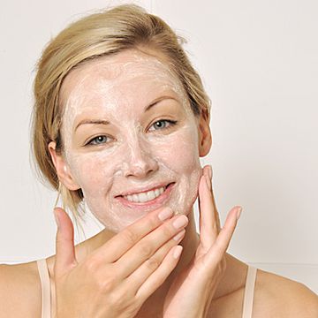 Woman with face cream