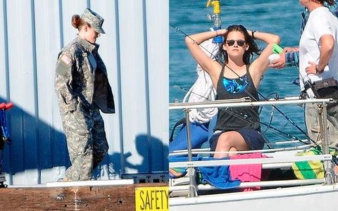 Kristen Stewart Dressed As Army Officer On The Set Of Her New Film Camp X Ray Pictures
