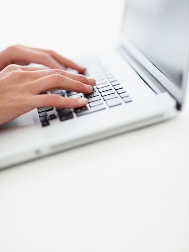 Computer keyboard, Text, Hand, Finger, Office equipment, Typing, Close-up, Technology, Laptop, Desk, 