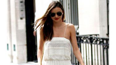 Miranda Kerr shows fans dress looks without sheer overlay in