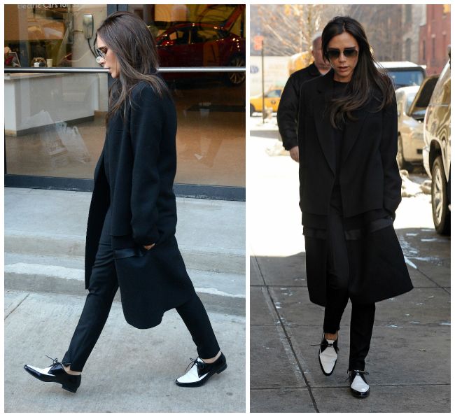 Establish back philosophy Victoria Beckham wear flat shoes in New York :: Fashion news
