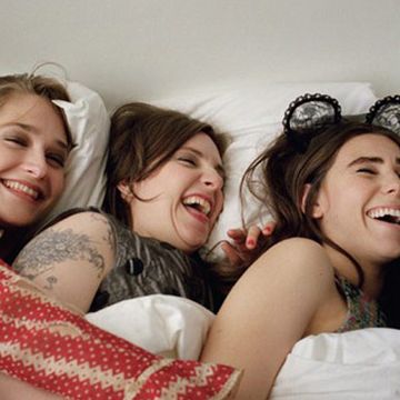 People, Facial expression, Fun, Friendship, Smile, Pillow, Happy, Laugh, Child, Room, 