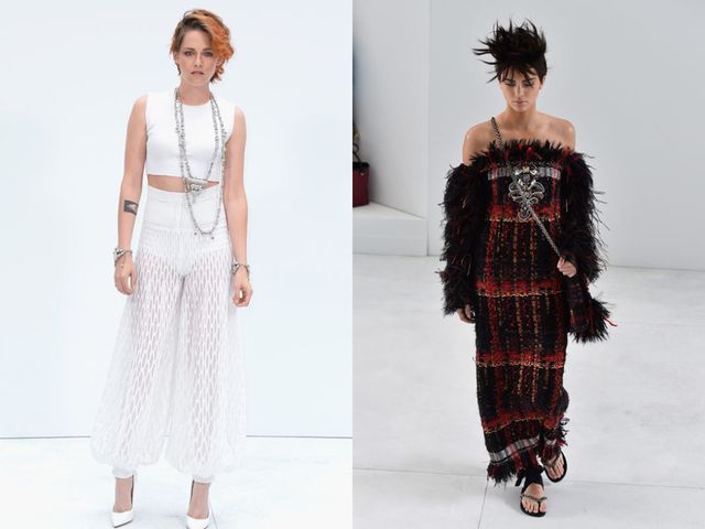 <p>It was the Kristen and Kendall show in Paris on Tuesday as both stars played their part in the Chanel catwalk show at Haute Couture fashion week.</p>
<p>While Kristen lead the charge of stylish celebs on the front row, Kendall Jenner stood out on the runway for the design house.</p>
<p>Both stars were sporting never-seen-before hairstyles - Kristen's perhaps a tad more permanent than Kendall's - and were looking chic in their Chanel get-up.</p>
<p>Jared Leto, Lily Cole and Poppy Delevingne also attended the show.</p>
<p><em><strong>Click through the gallery to see more pictures...</strong></em></p>
<p><em><strong><br /></strong></em></p>