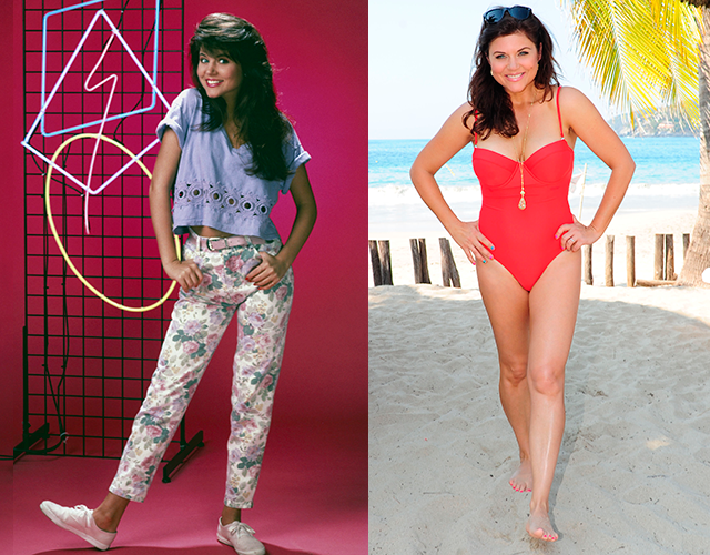 Tiffani Thiessen aka Saved By The Bell's Kelly Kapowski poses in red s...