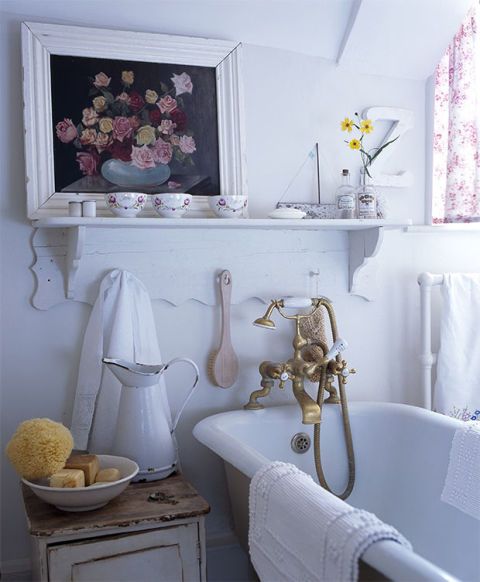 Room, Bathroom, Furniture, Yellow, Interior design, Pink, Wall, Shelf, Sink, Home, 
