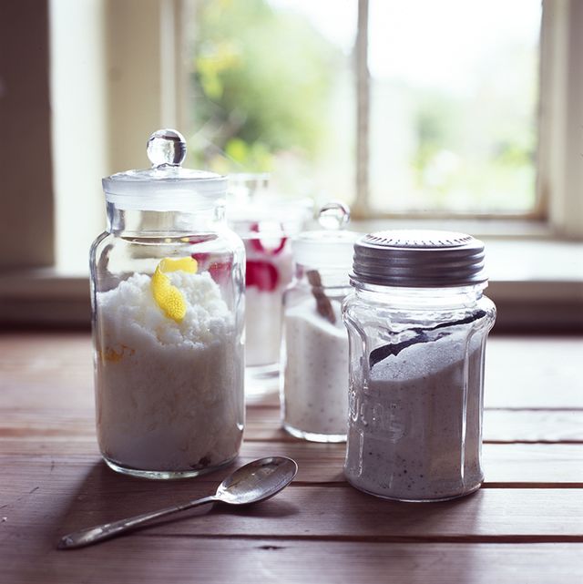 flavoured sugars in glass jars