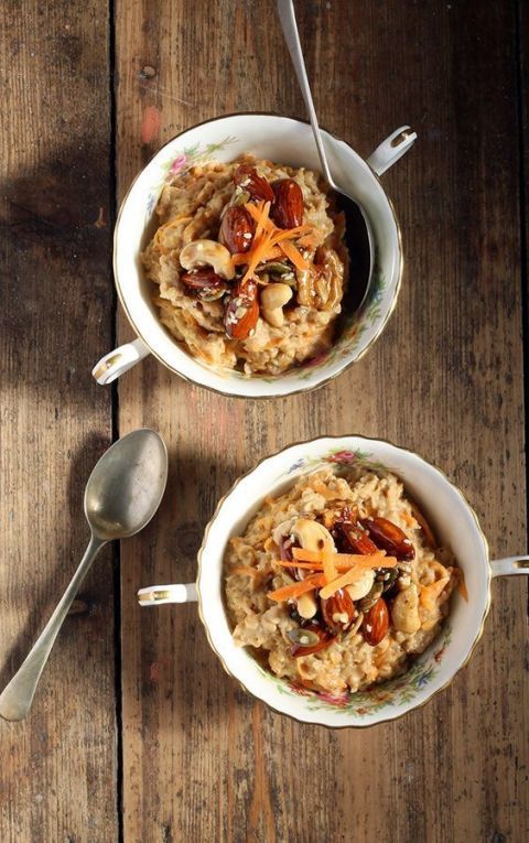 Winter-Spiced Carrot Porridge with Maple Caramelised Nuts