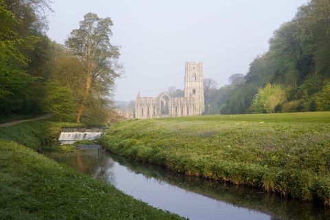 Fountains Abbey on a spring morning ©National Trust Images Andrew Butler