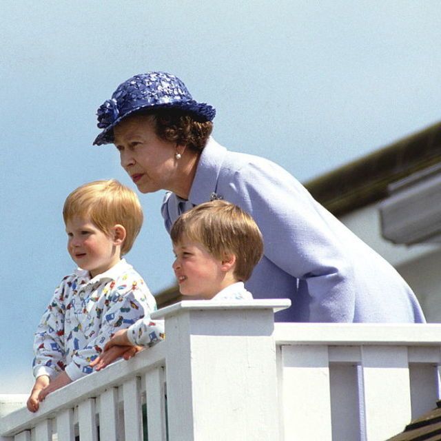 The Queen with Prince William and Prince Harry