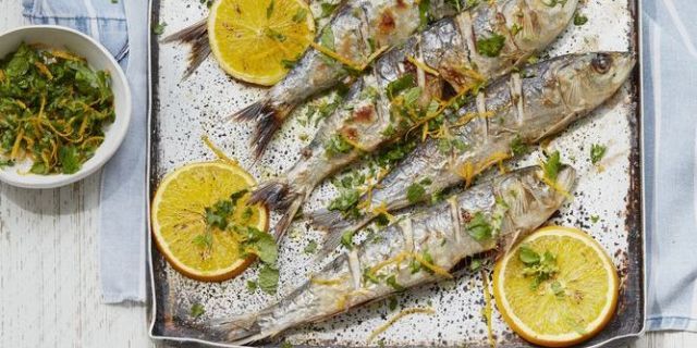 Grilled sardines with orange polenta - Summer fish recipe
