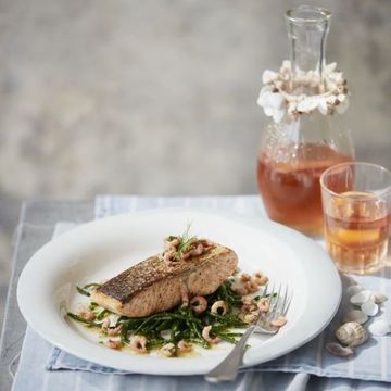Pan-Friend Salmon with Brown Shrimp Butter and Samphire
