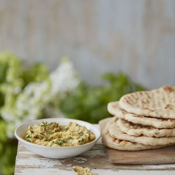 Rosemary flatbreads with chickpea and parsley dip
