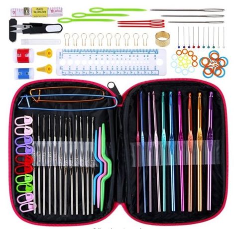 Anpro Crochet Hooks Set 100pcs Knitting Tool Accessories with Leather Case - Amazon