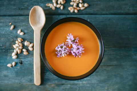 Edible flowers in soup