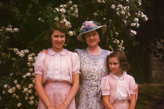 The Queen Mother with Princess Elizabeth and Princess Margaret