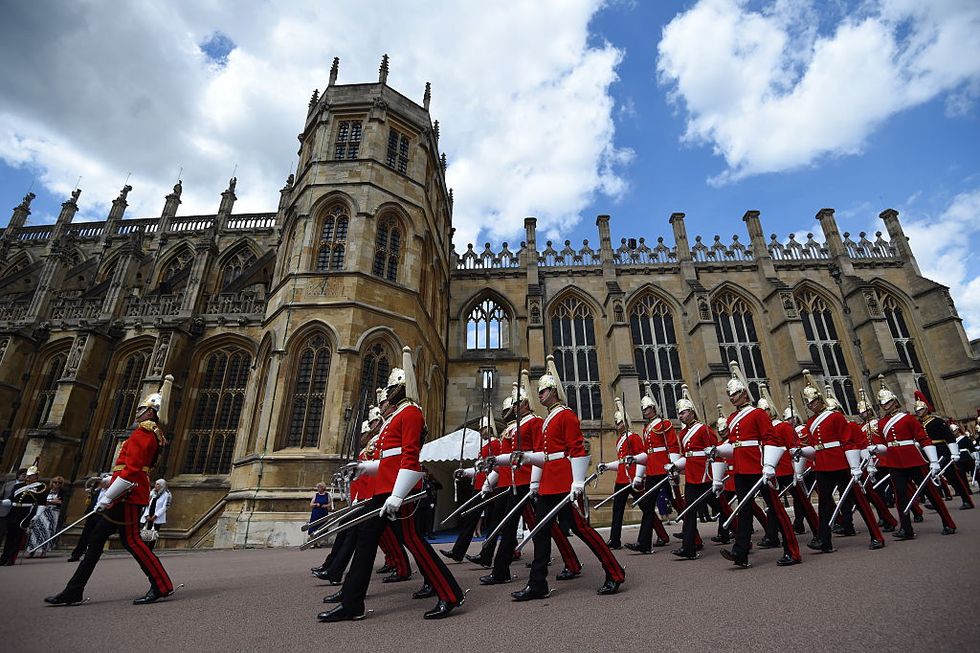 Guards march during the annual Order of the Garter Service, June 2015