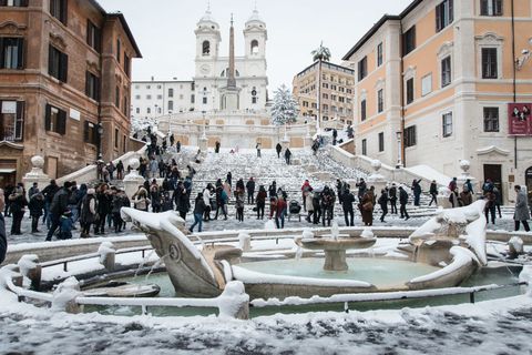 Spanish Steps Rome snow pictures