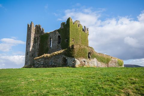 The old ruins of Ballycarbery castle on the Ring Of Kerry, Ireland