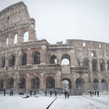 Colosseum in the snow Rome Italy