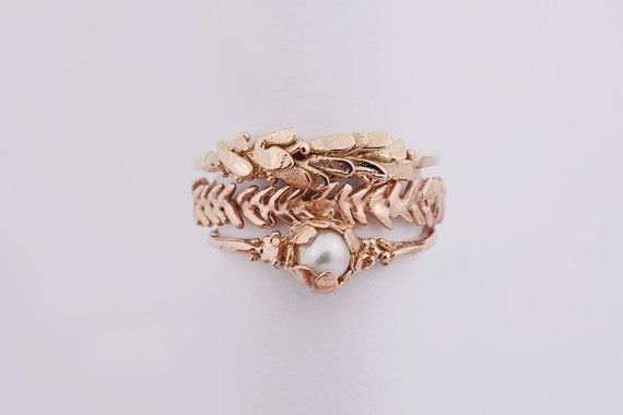 <p>Brides and grooms are shunning traditional wedding rings in favour of a more intricate design, the results suggest. Views for <a href="https://www.etsy.com/uk/listing/258608344/seaforest-stacking-ring-set?ref=hp_rv" target="_blank">stacking rings</a> have increased by 68%&nbsp;since last year.</p><p>"These highly customisable sets allow fashion-forward brides to mix up their look on the daily and invite couples to mark anniversaries and other major milestones with special new pieces imbued with sentiment," Etsy trend expert <a href="https://www.instagram.com/daynaisomjohnson/?hl=en" target="_blank">Dayna Isom Johnson</a>says.</p>