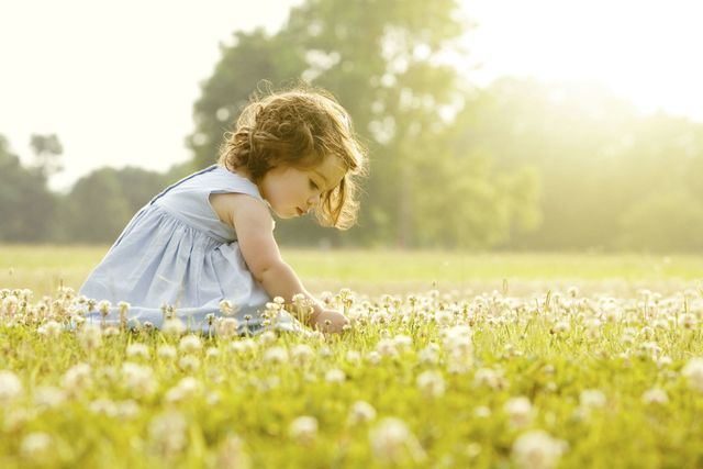 Young girl in field of flowers