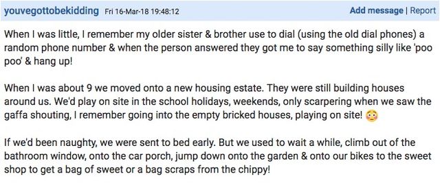 Mumsnet - inappropriate things did as child - 2