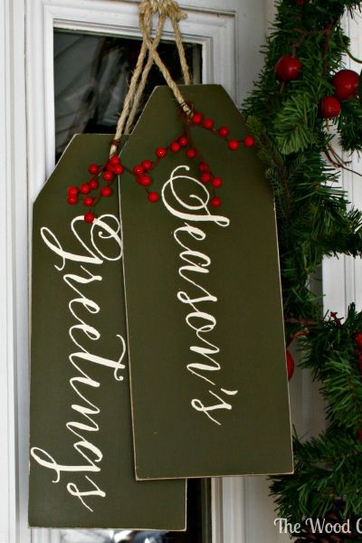 Merry Christmas Large Wooden Door Tag Door Hanger 