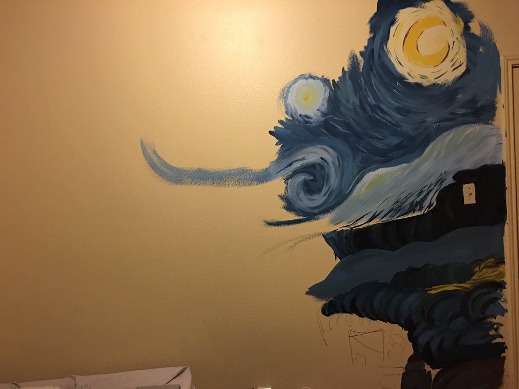 starry night wall painting