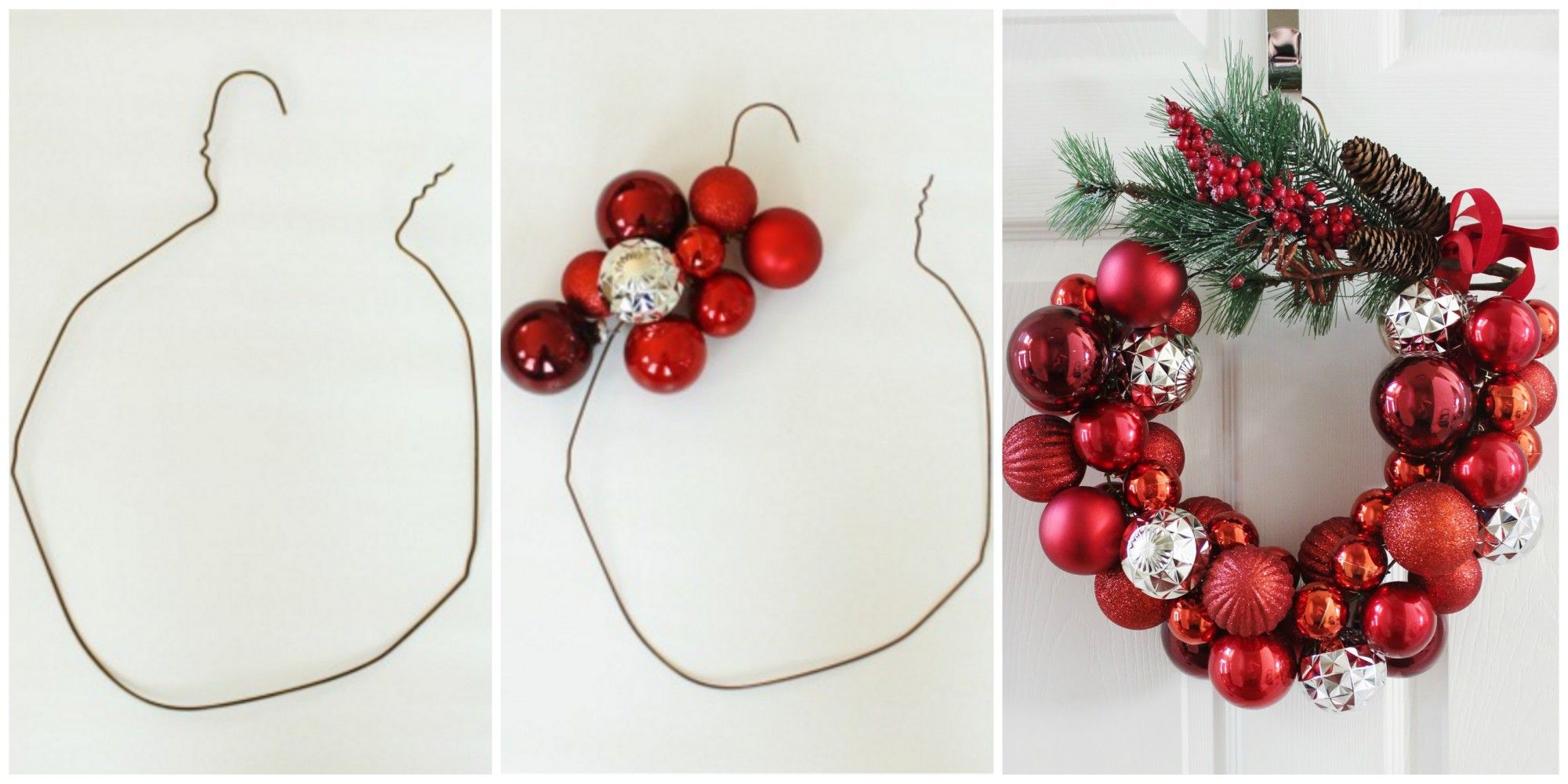 DIY Wire Coat Hanger Evergreen Christmas Wreath - Jenna Kate at Home
