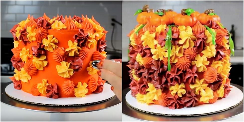 fall colored birthday cakes