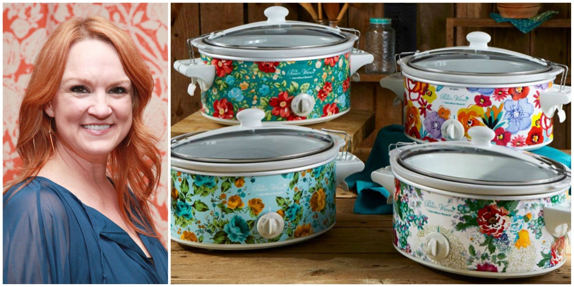 Hamilton Beach Brands Inc. LFNVGNT The Pioneer Woman 1.5 Liter Fiona Floral Slow  Cooker Crock Pot Cooking Pot