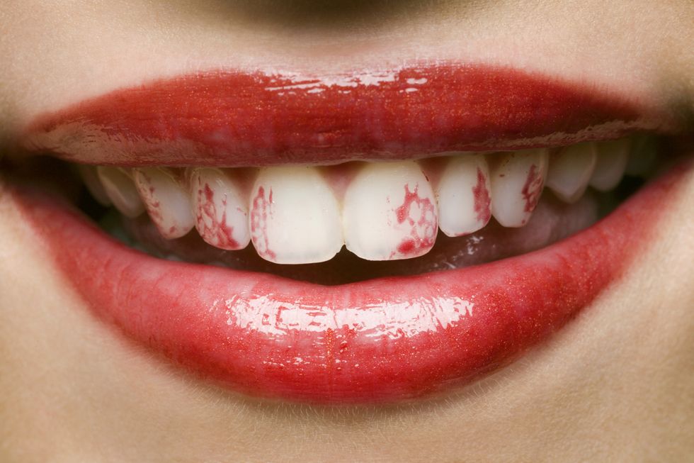 Mouth, Lip, Skin, Tooth, Eyelash, Red, Facial expression, Jaw, Organ, Beauty, 